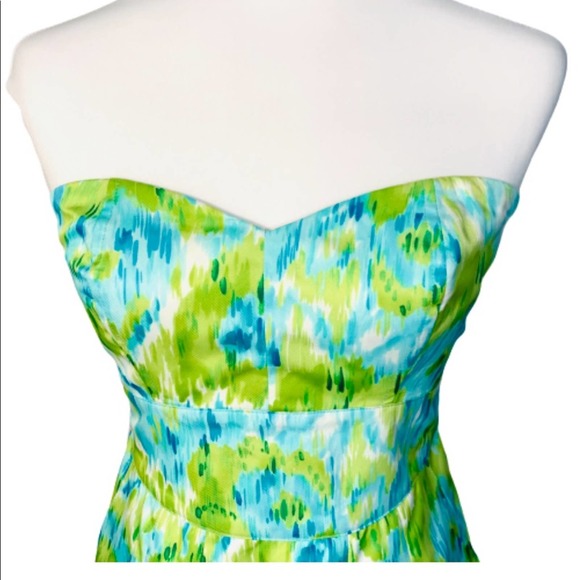 Walter Baker Floral Green Blue Strapless Dress - Picture 12 of 12